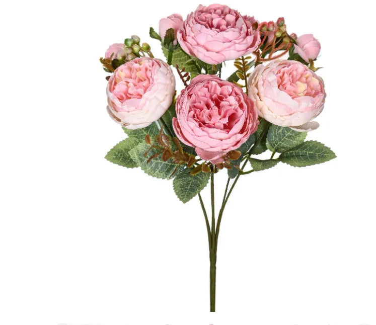 Artificial peony silk flower bouquet in multiple colours for wedding and home decoration