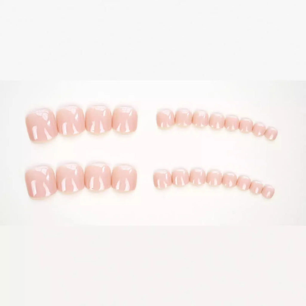 Artificial toenail stickers in J-52 skin colour with adhesive glue complete set