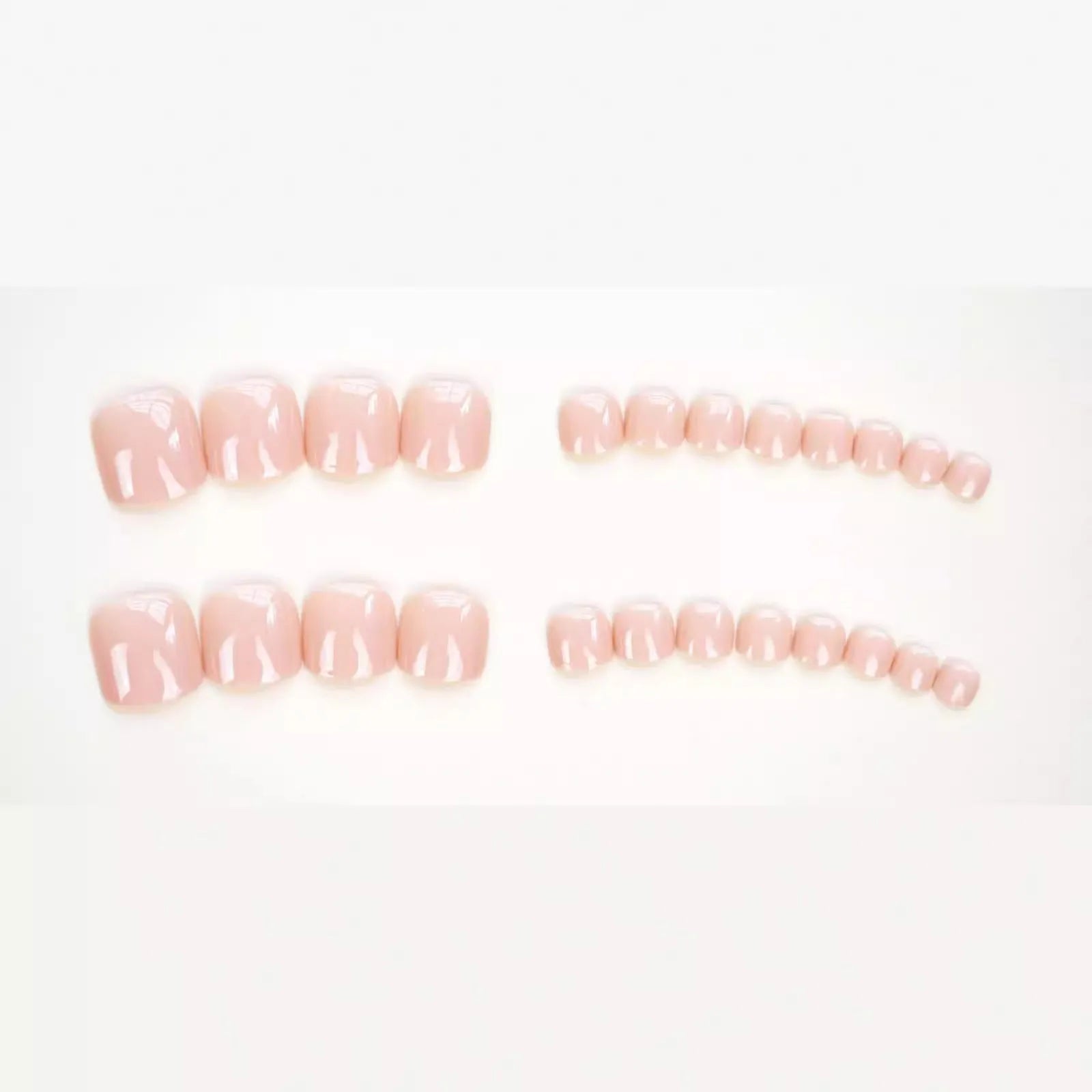Artificial toenail stickers in J-52 skin colour with adhesive glue complete set