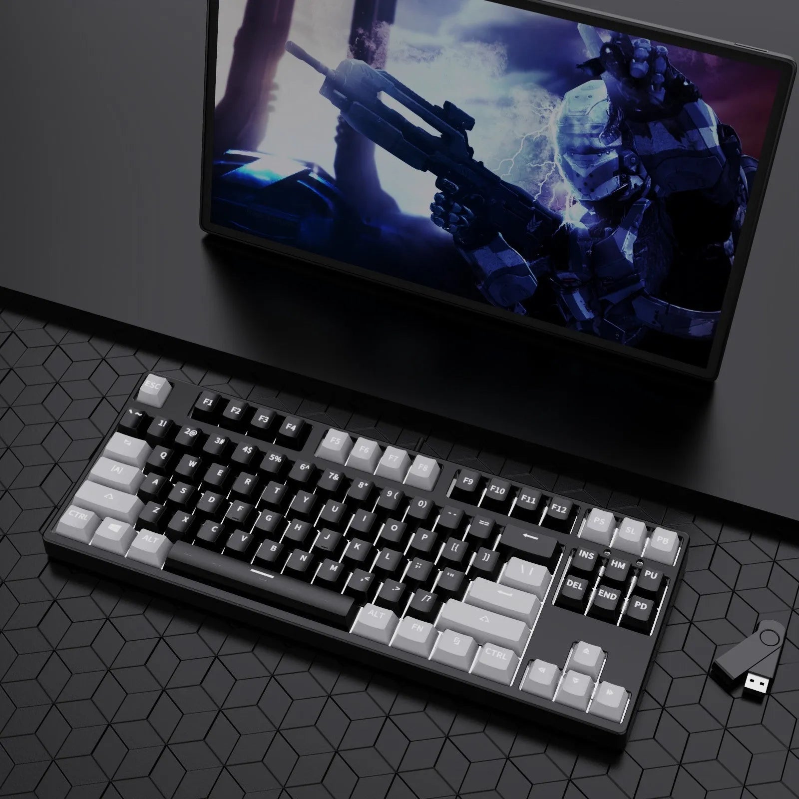 87-key mechanical keyboard with two-tone colour options and hot-plug switch capability