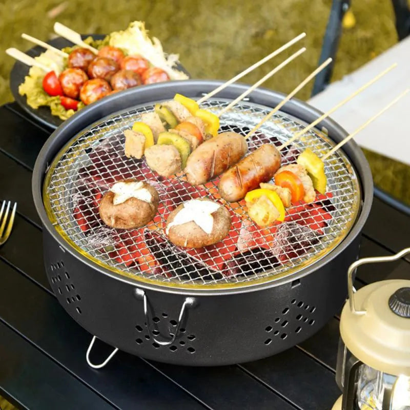 Portable stainless steel BBQ grill stove with detachable design and storage bag for outdoor camping