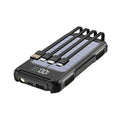 Military grade mobile power bank in black, green, or orange colour showing compact size and USB ports.
