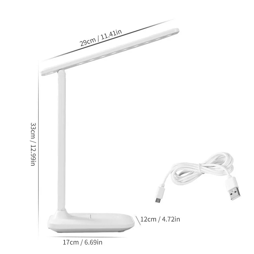 White plastic touch dimming bedside lamp with USB charging port