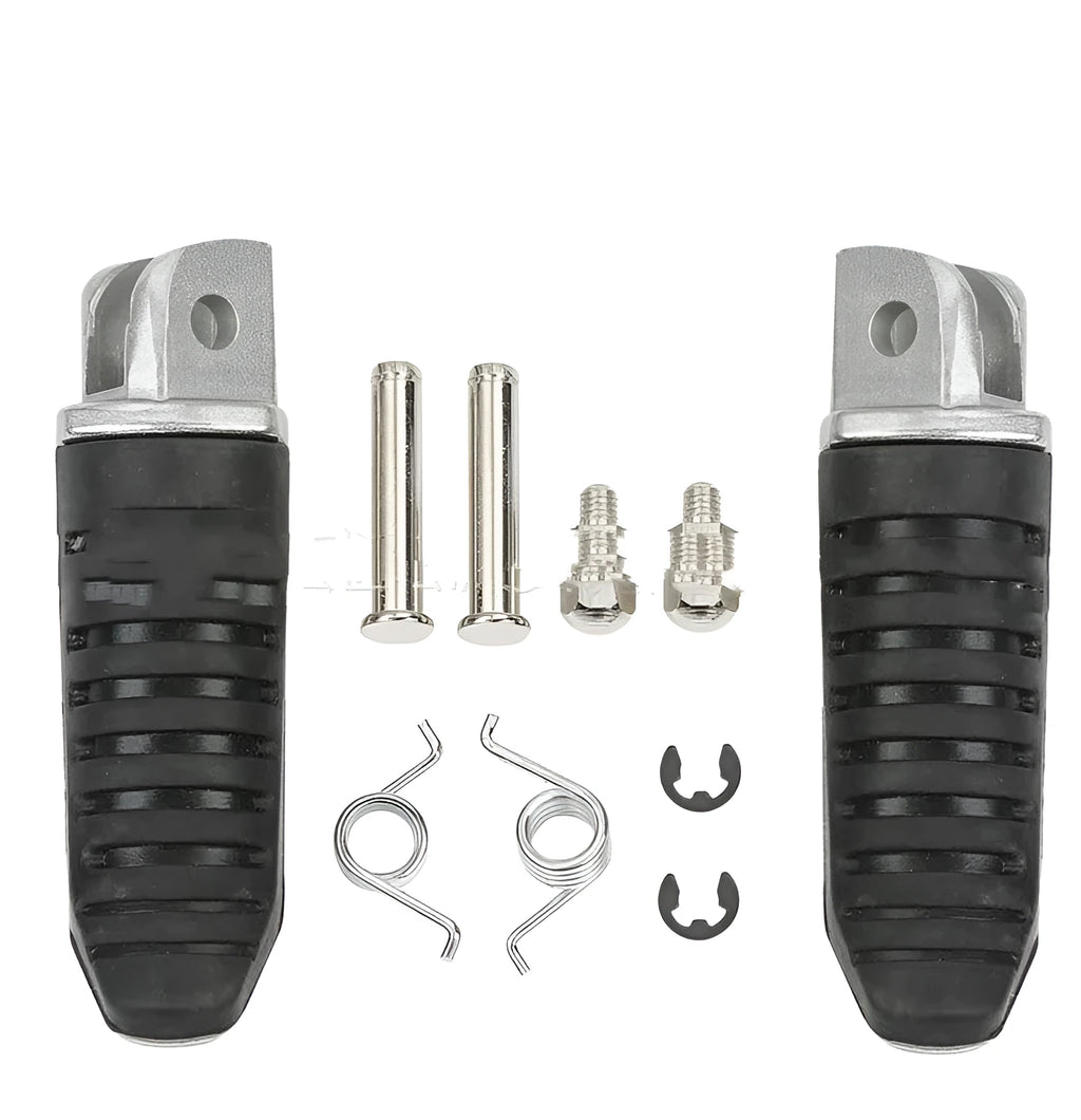 Black anodised aluminium alloy motorcycle foot pegs for Suzuki sport and adventure bikes.