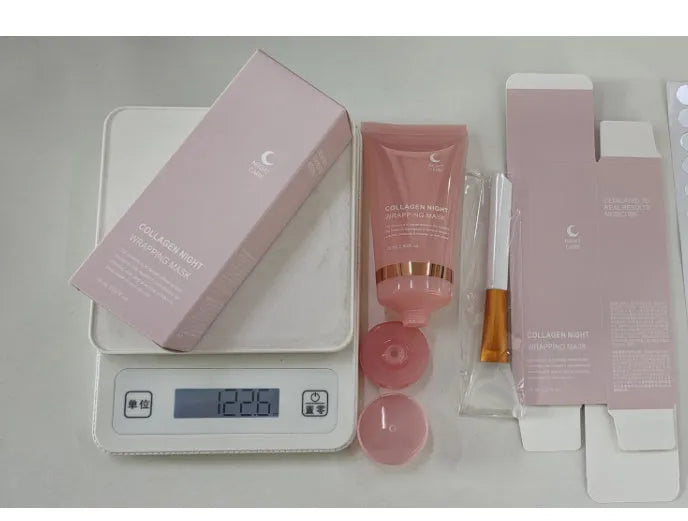 Collagen night face mask with brush for firming skin and removing blackheads