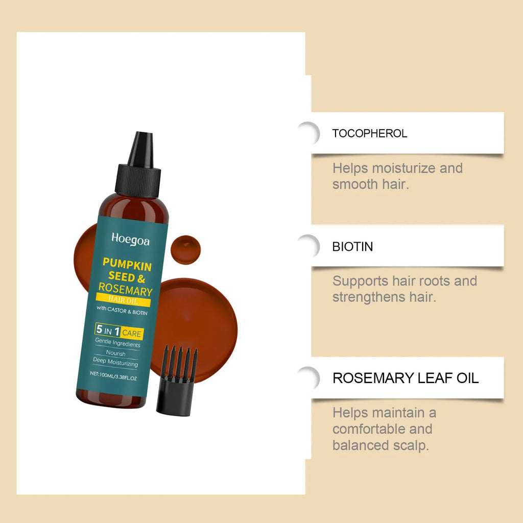 Rosemary essential oil hair care kit with 100ml bottle, pointed applicator, and hair comb