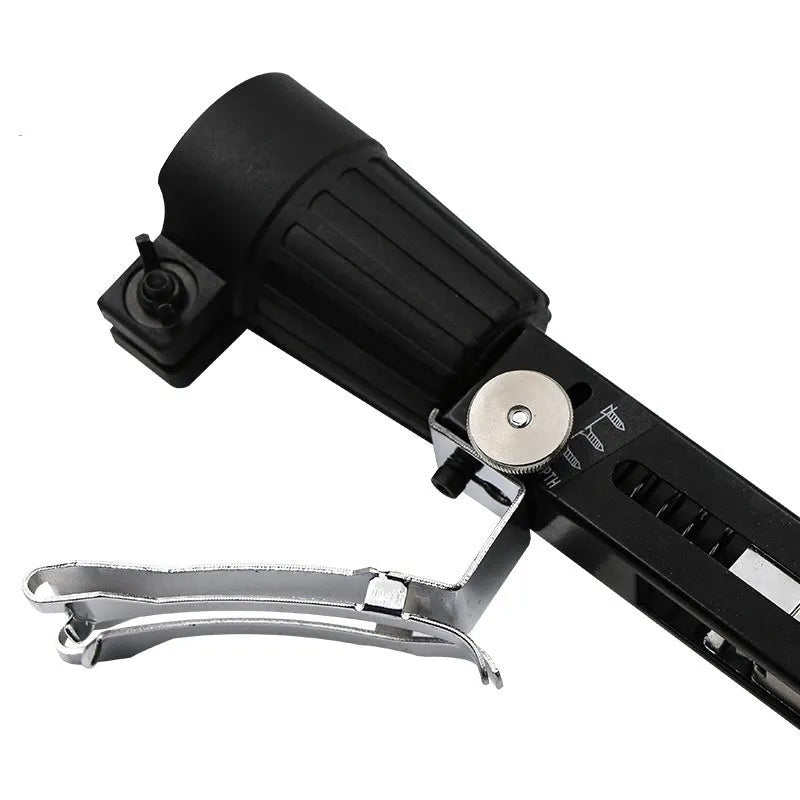Chain screw gun head automatic nail gun electric screwdriver set with metal head, cross head bit, and gun rack.