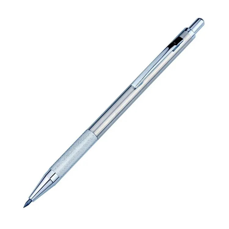 Metal mechanical pencil with automatic lead advancement mechanism and multiple lead size compatibility