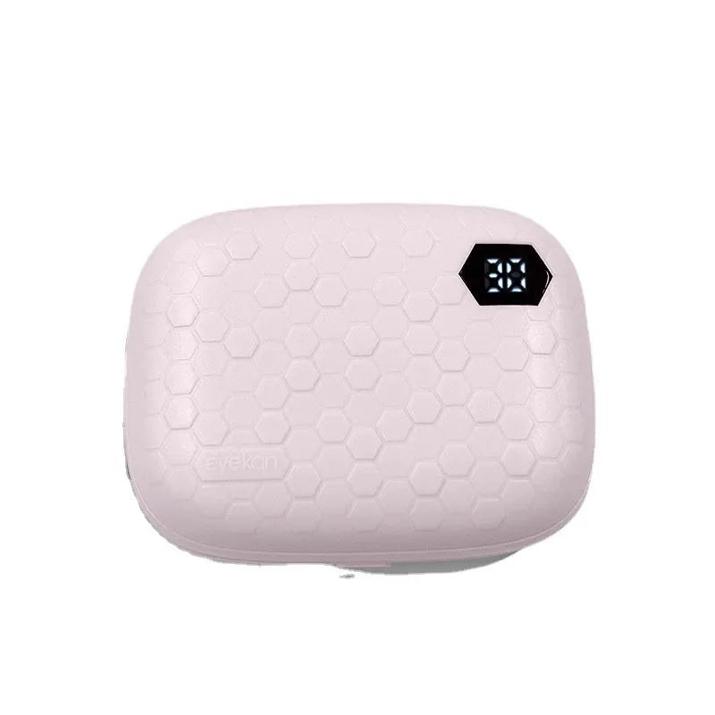 Automatic ultrasonic glasses cleaning machine in pearl white, blue, or pink, showing compact 85mm plastic unit.