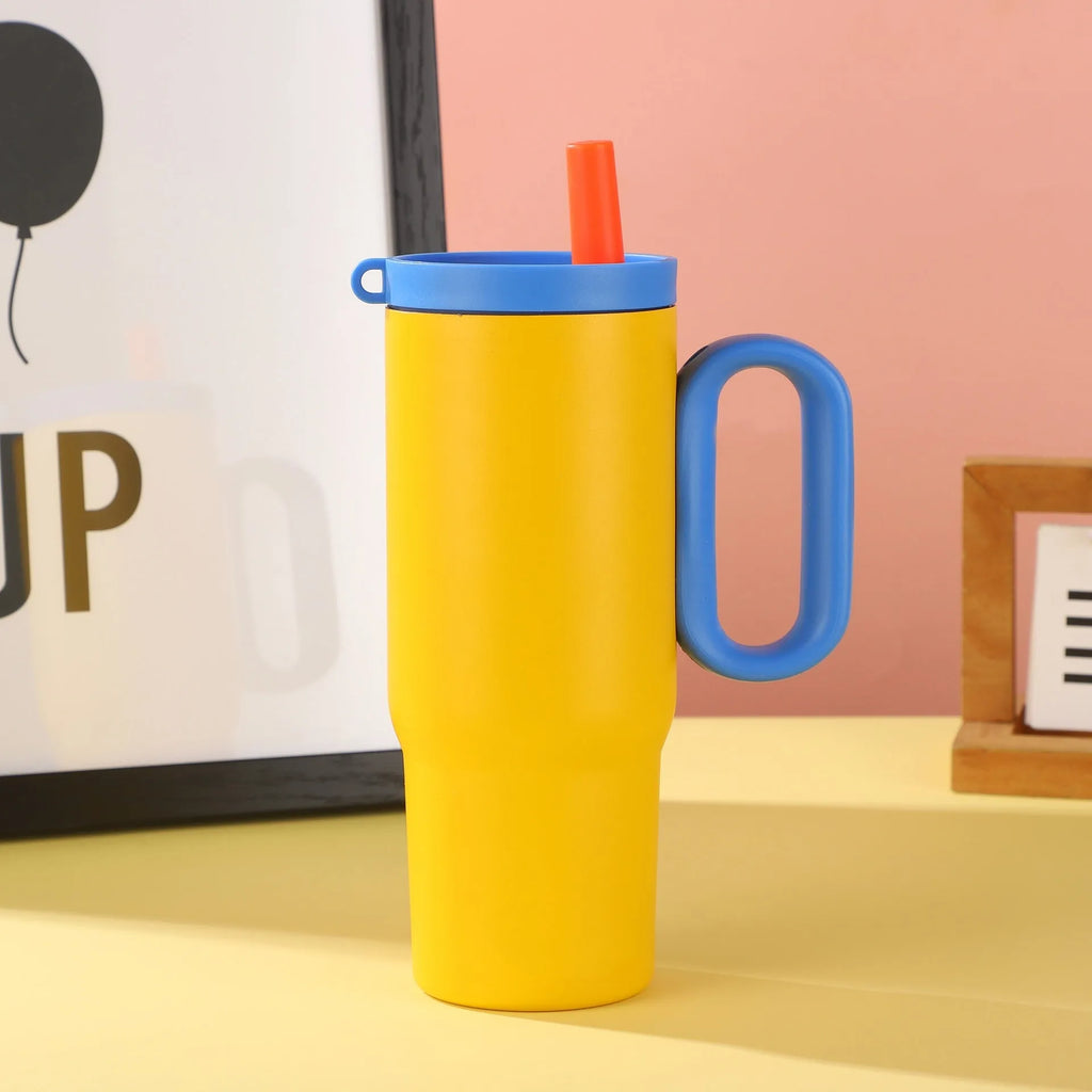 720ml stainless steel portable straw cup with handle in multiple colour options