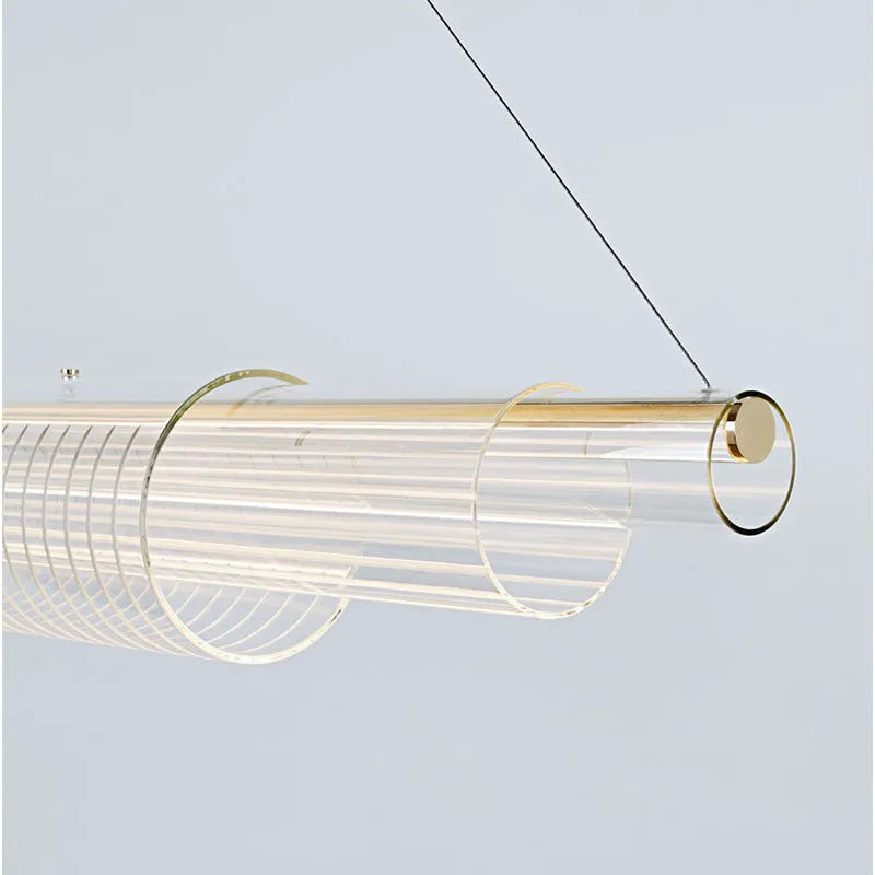 Minimalist modern glass pendant lamp with iron frame for restaurant bar lighting