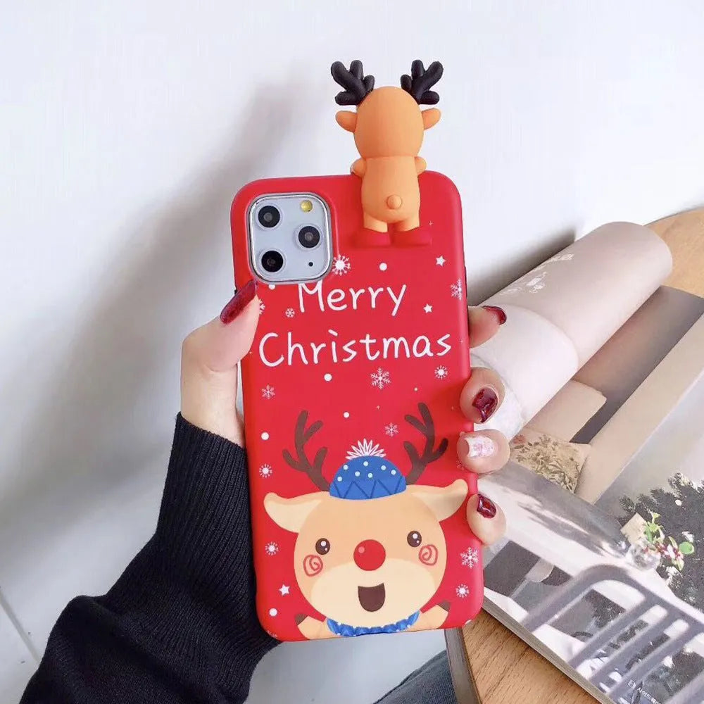 Red and green Christmas design silicone back cover case for an iPhone.