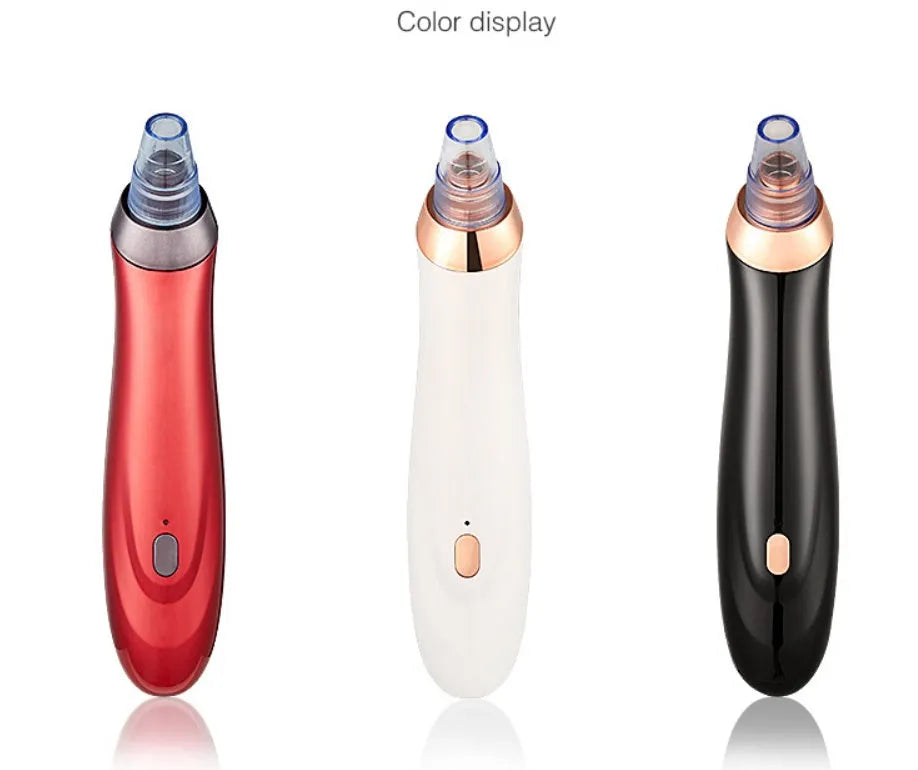 Electric blackhead remover device with multiple nozzle attachments for facial pore cleaning