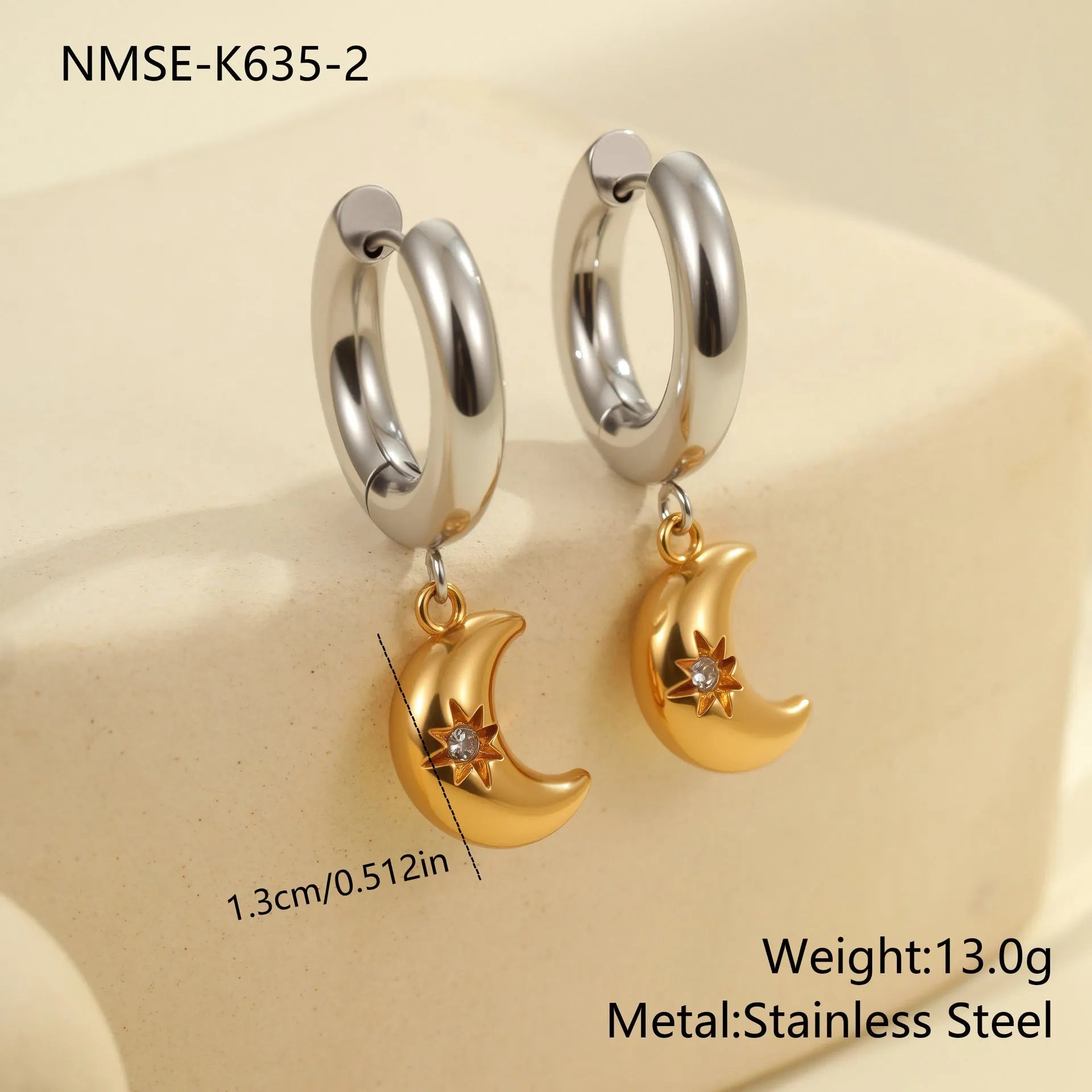 Women's Christmas tree earrings with heart and star geometry in stainless steel with gold electroplated finish