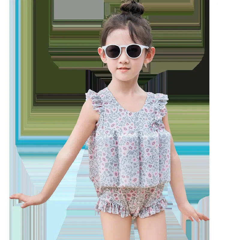 Children's buoyancy swimsuit one-piece girl cartoon nylon swimming and wading suit size S-XXL