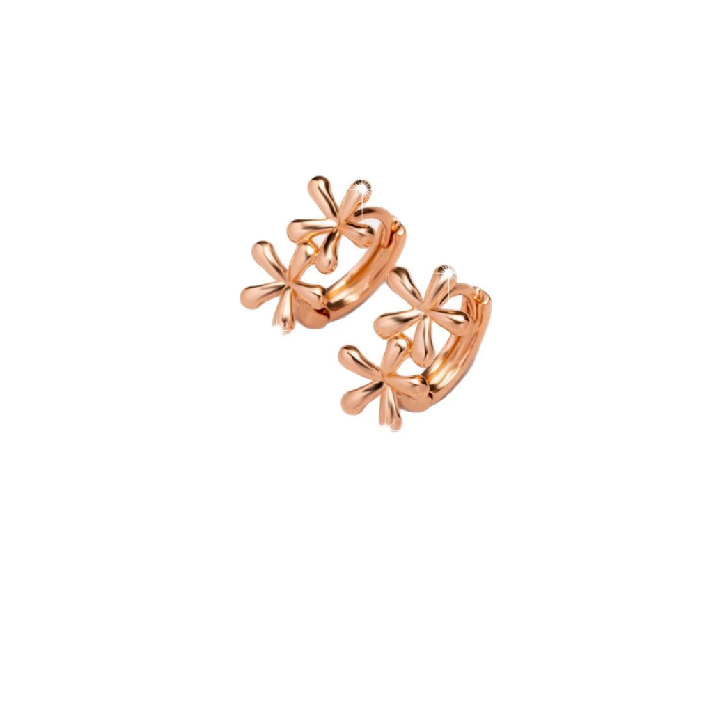 Rose gold electroplated waterdrop flower earrings with circular European American style
