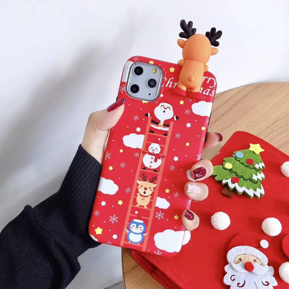 Red and green Christmas design silicone back cover case for an iPhone.