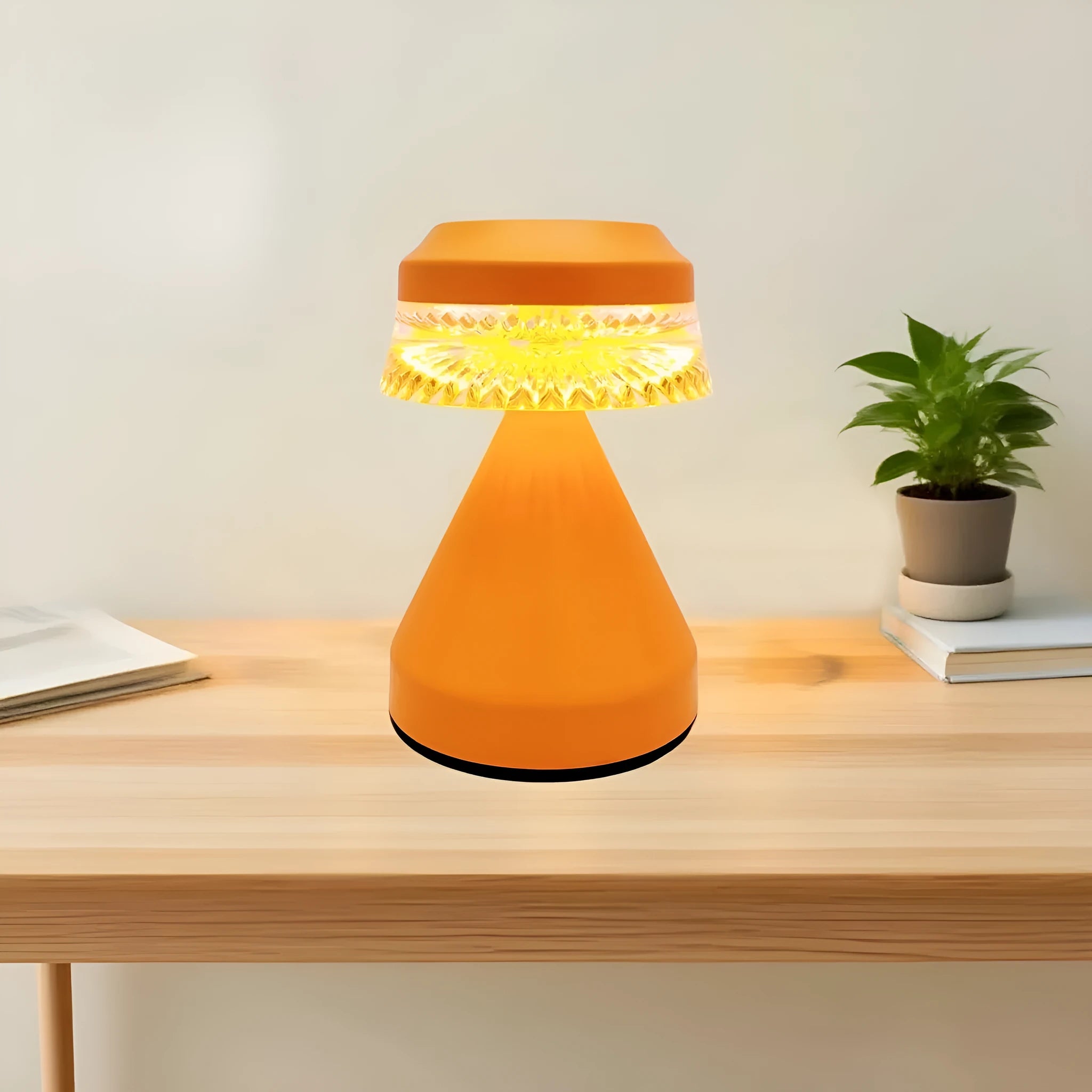 USB-powered LED bedside night lamp in black, brown, or orange with three-colour dimming.