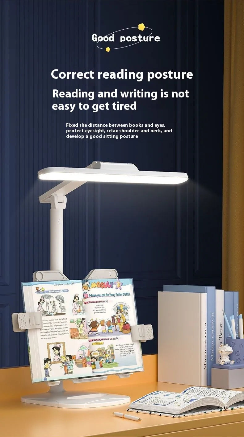 Multifunctional reading bookshelf lamp with adjustable learning table features and three-speed colour temperature settings