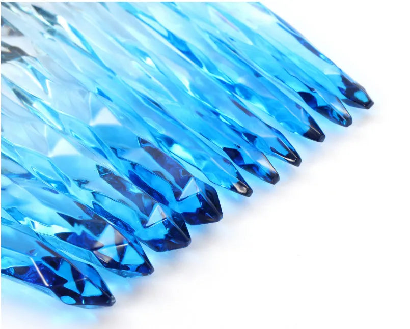 Set of ten crystal-handled foundation brushes with synthetic fibre heads in four colour options