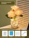 Modern crystal flowers design table lamp with touch dimmer control on wooden surface