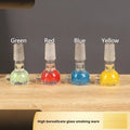 7cm coloured transparent glass trumpet-shaped cigarette holder with geometric design