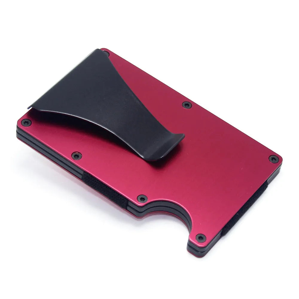 Geometric aluminium and carbon fibre card holder wallet with 8mm thickness for 6-15 cards