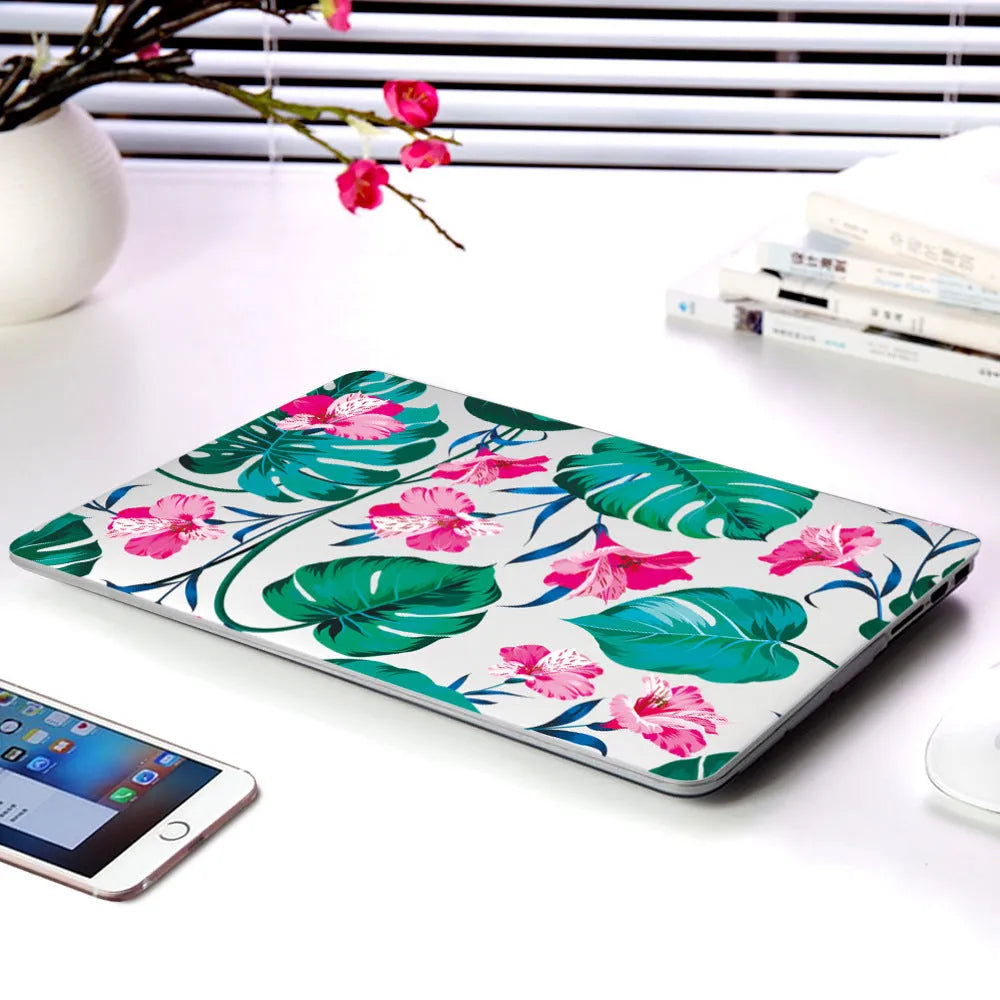 Plastic protective shell with flower pattern for Apple MacBook Air and Retina laptops