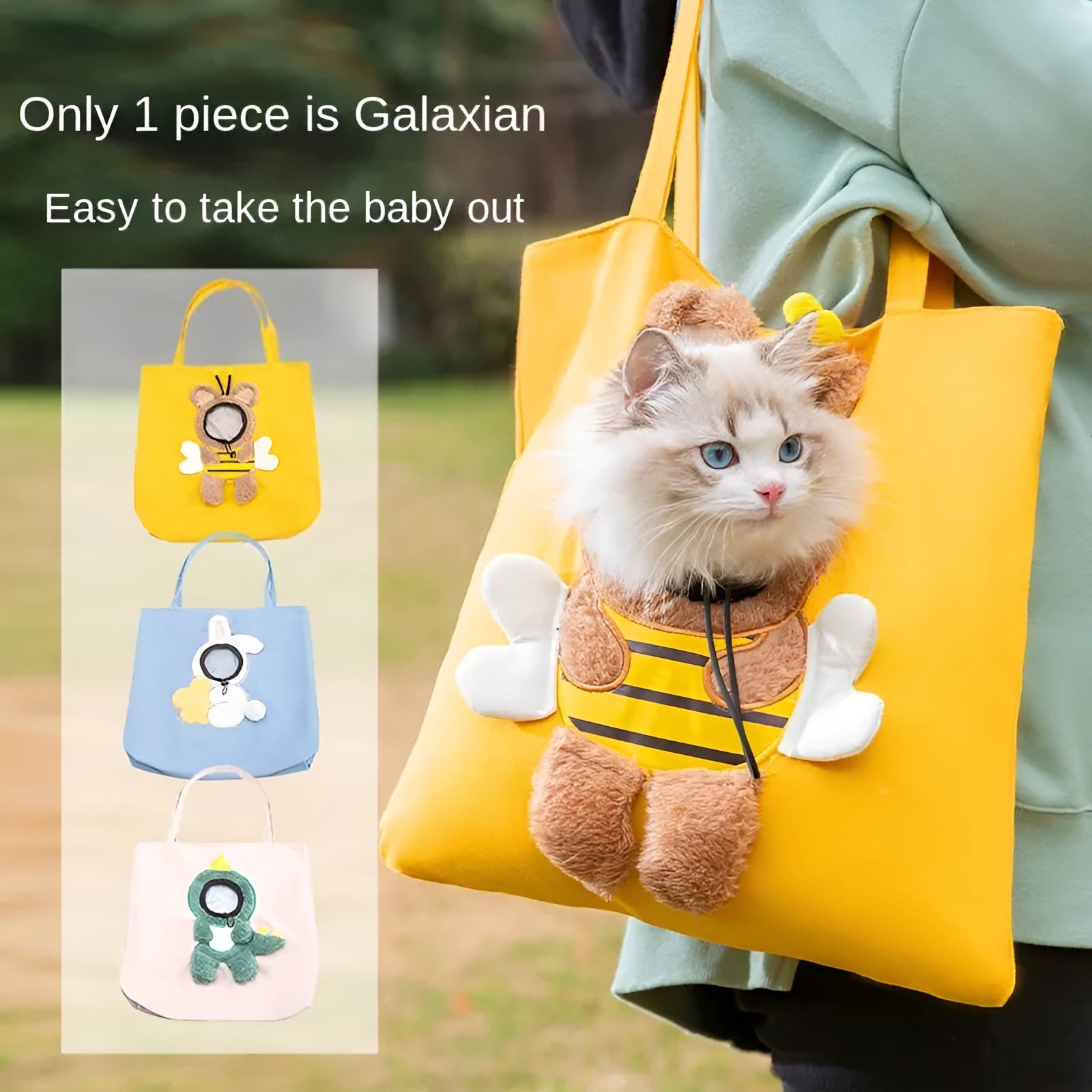 Little Bee Design canvas pet carrier bag with animal pattern and elastic side opening