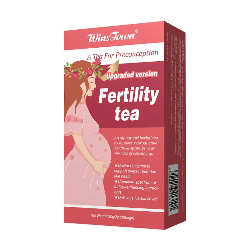 Box of fertility health tea containing 330 individual bags packaged as 3 units of 30 bags