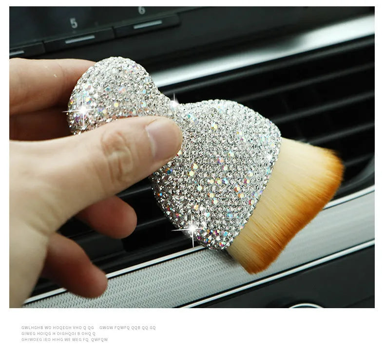 10cm long white PVC car interior cleaning brush for dusting dashboard and vents.