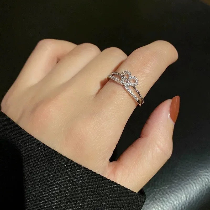Love ring for women copper geometric electroplated gold colour Korean style light luxury jewellery