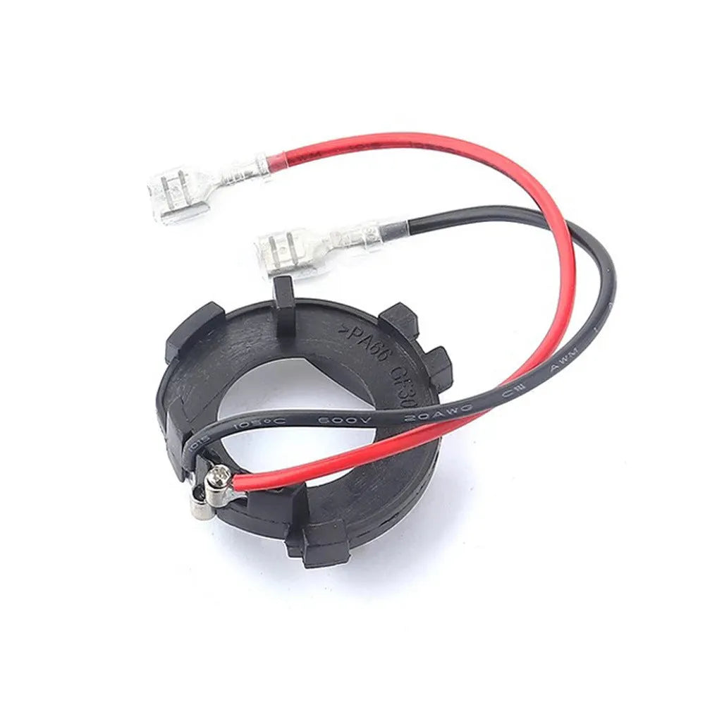 Black plastic H7 LED headlight adapter bracket with copper wiring for Volkswagen cars