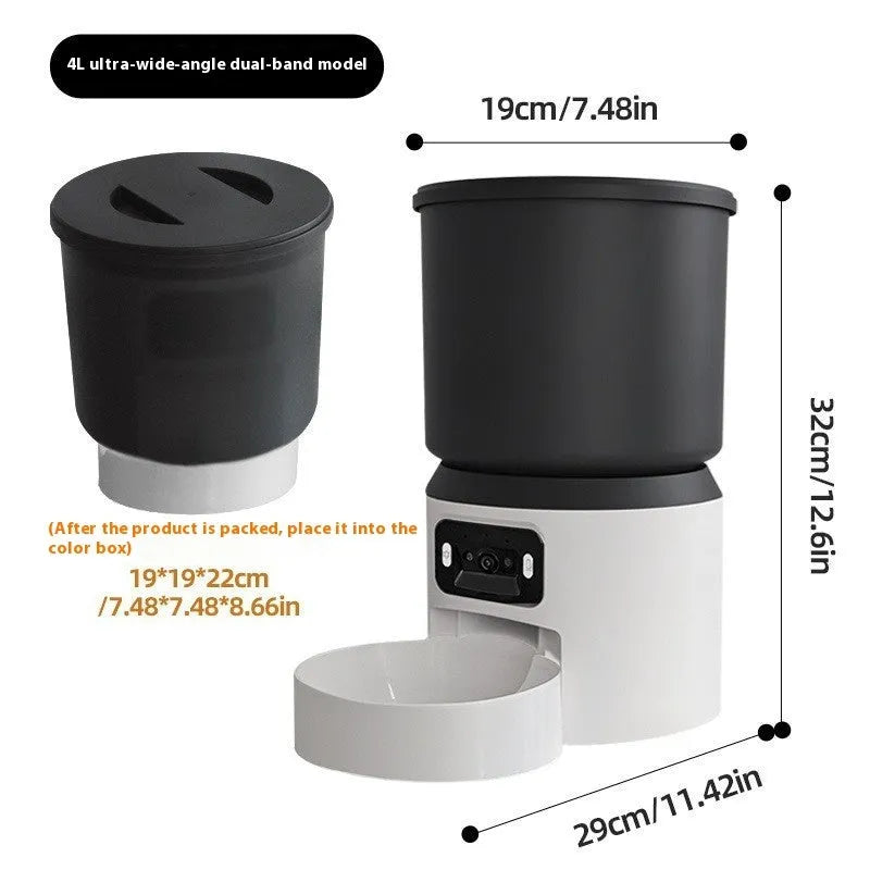 4L smart pet feeder with remote monitoring camera and stainless steel food bowl