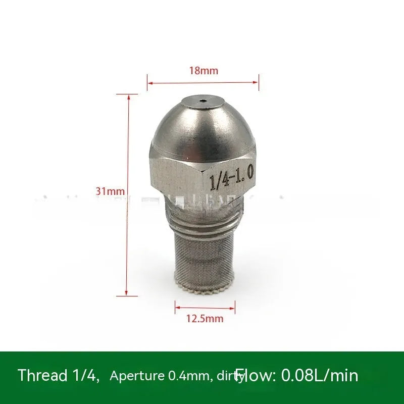 304 stainless steel fine atomisation spray nozzle with ten aperture sizes and external thread connection