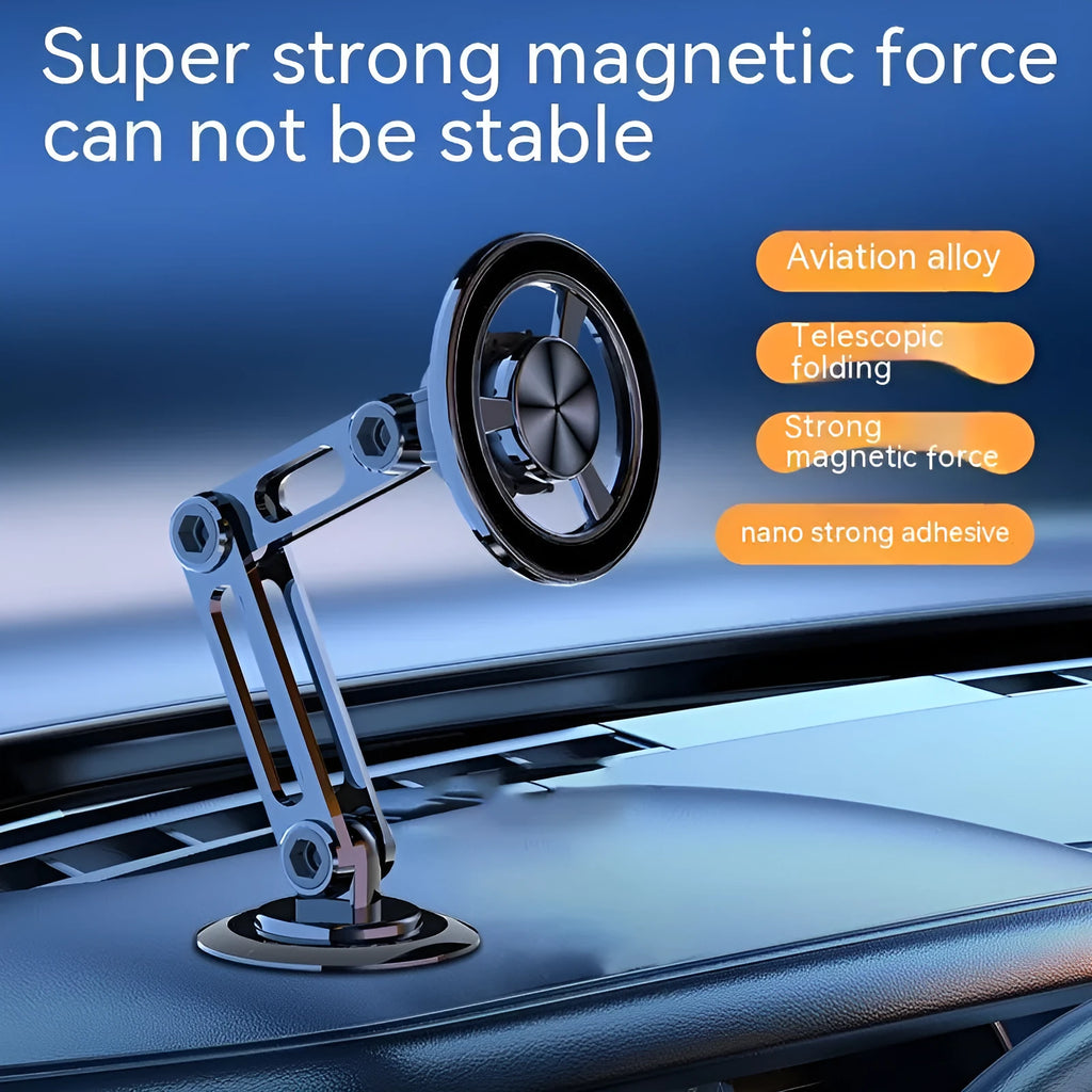 All-metal magnetic car phone holder in black, silver, gold and rose gold colours with magnetic rings and adhesive pads