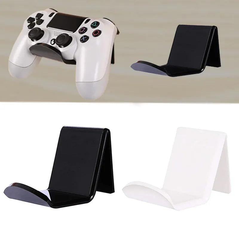 A universal game controller mounting bracket in a choice of black, white, or transparent colours.