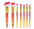 Set of ten crystal-handled foundation brushes with synthetic fibre heads in four colour options