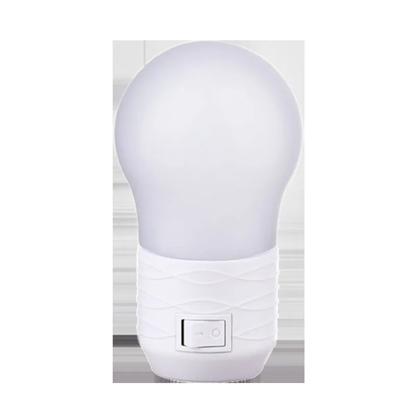 Round plug-in baby night light lamp body in white blue or pink shell with 45x90x45mm dimensions