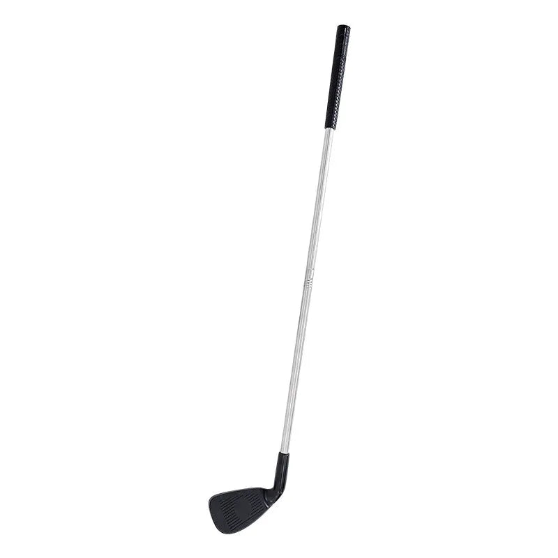 Metal golf club set showing adult and children's sizes for outdoor sports