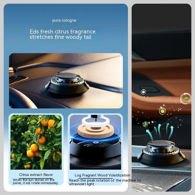 Solar car aromatherapy decoration with electromagnetic de-icing device on vehicle dashboard