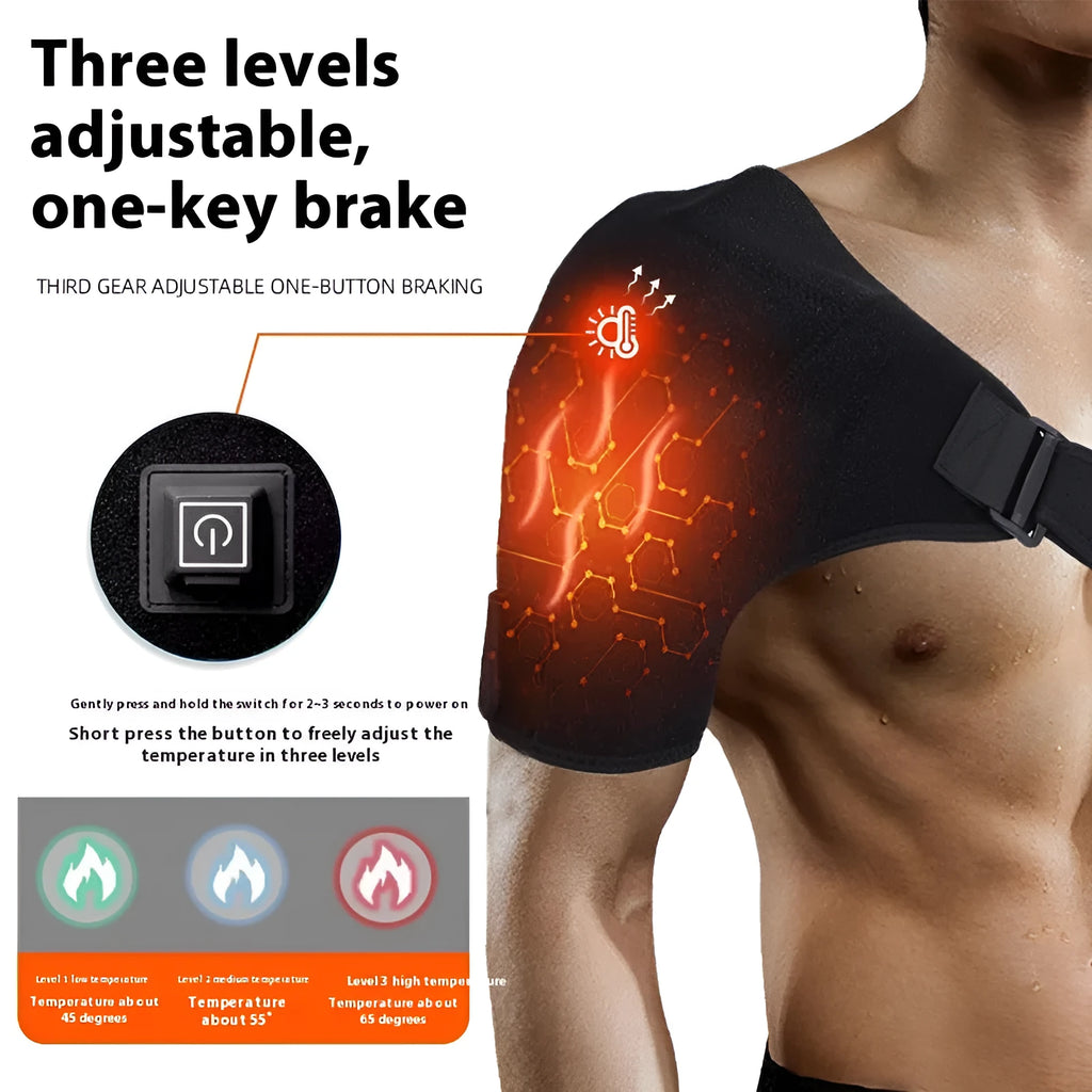 USB electric heating shoulder pad showing padded design and connection cable