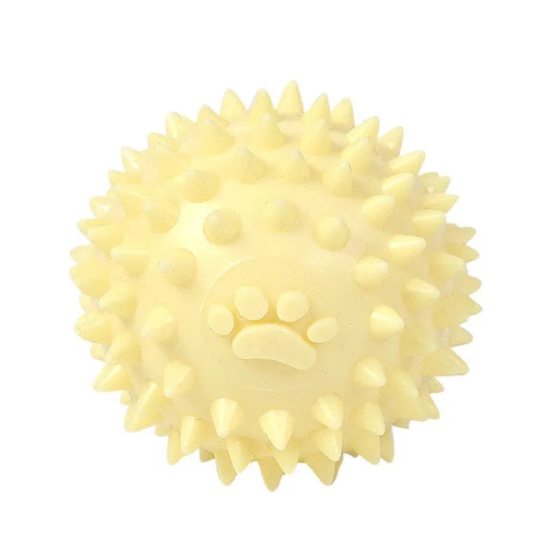 Blue TPR dog chew ball with textured surface for teeth cleaning, 6cm diameter