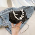 Women's laser pearl tote crossbody bag in silver colour with adjustable shoulder strap
