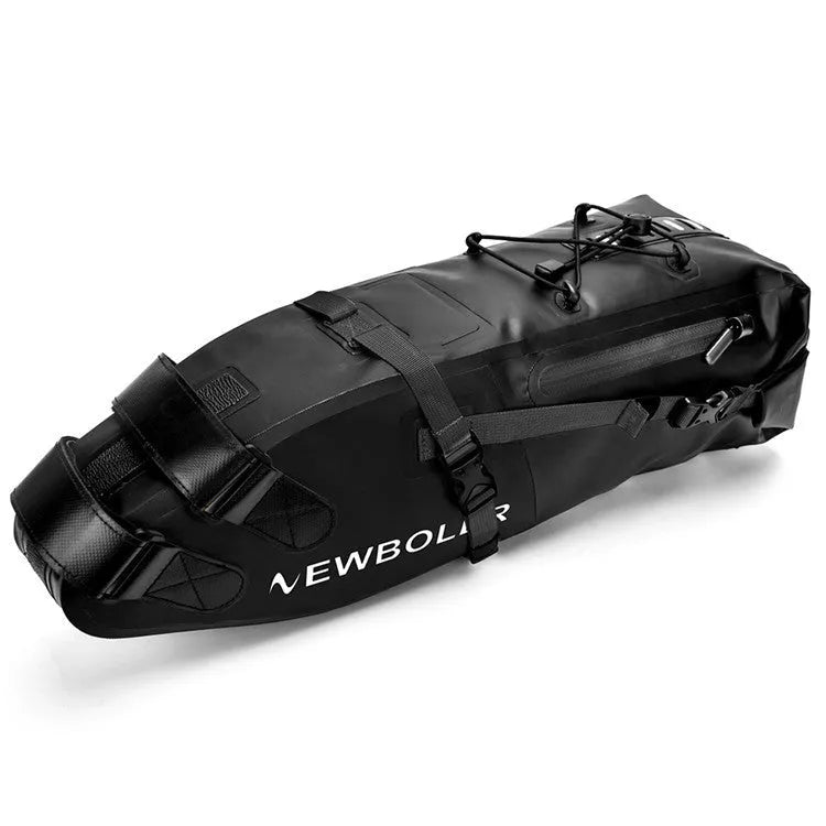 Waterproof yellow bicycle tail bag mounted on bike rear rack with 13L capacity for outdoor cycling tools.