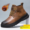 Men's black velvet platform boots with high-top design and rubber sole showing side profile
