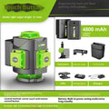 Green laser level with 16-line projection showing on a wall, with nylon and aluminium body.