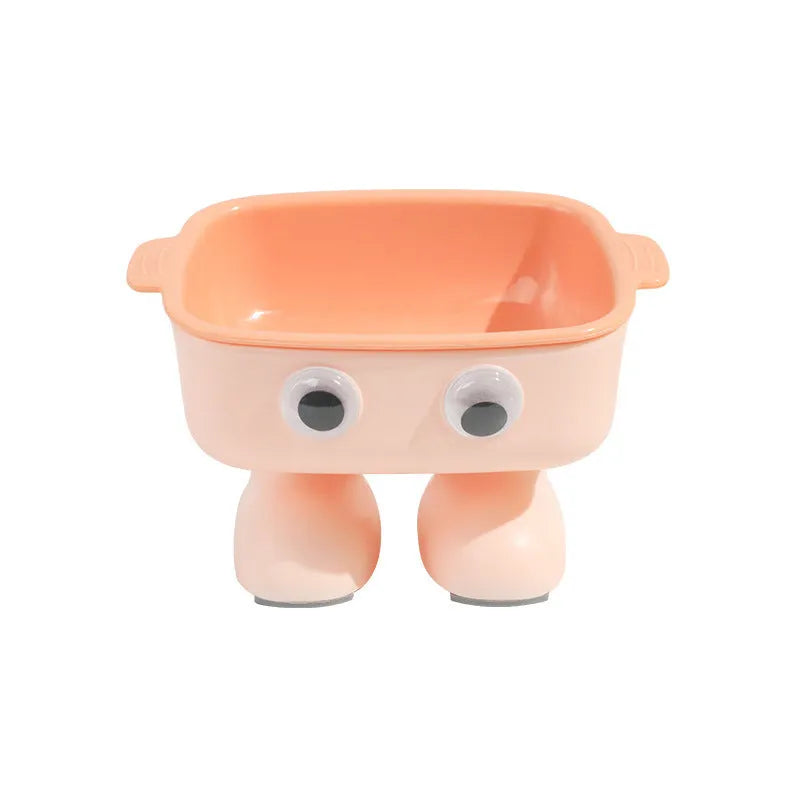 Green elevated cat bowl with robot design, tilted dish, and anti-slip base.