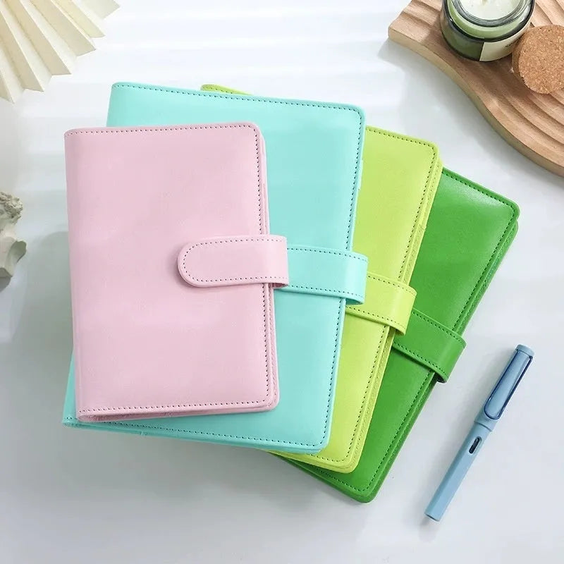 A5 PU leather zipper binder notebook shell in a solid colour.