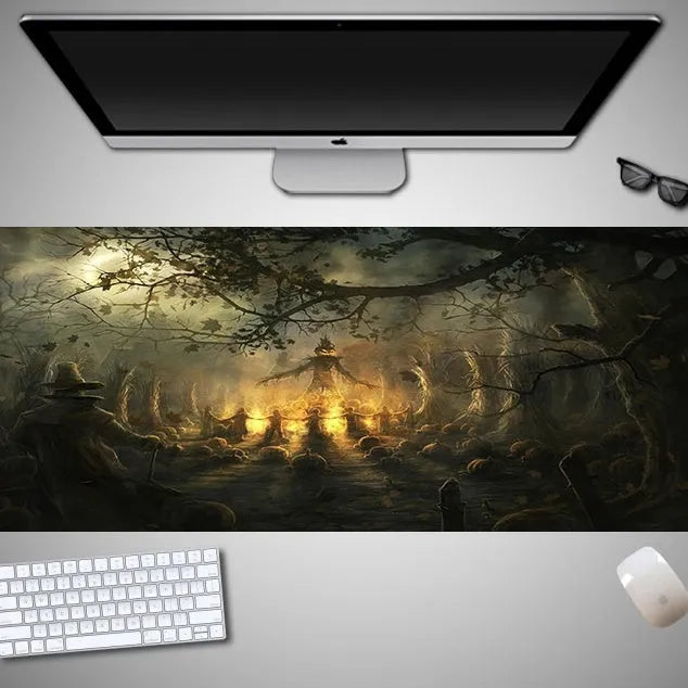 Halloween mouse pad with non-slip rubber cloth material in oversized dimensions for gaming